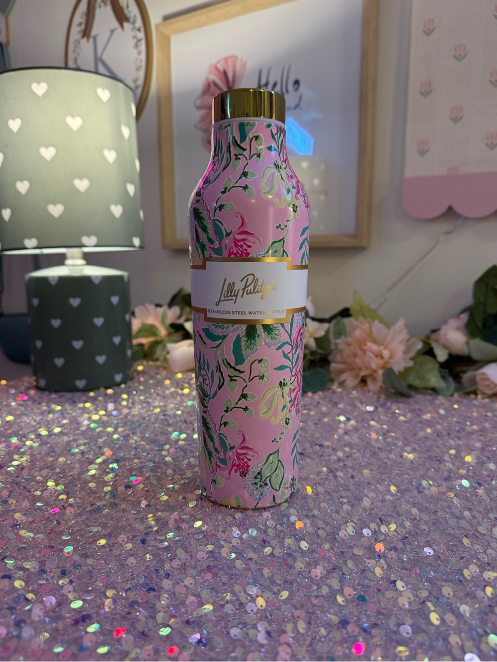 NWT Lilly Pulitzer 20 oz Stainless Steel Water Bottle in “Via Amore Spritzer”